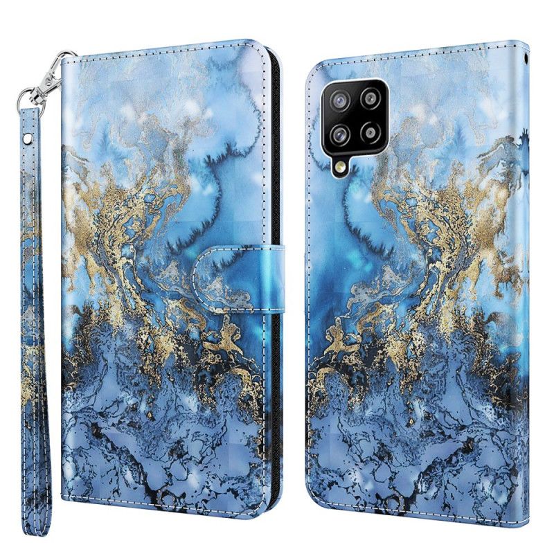 Läderfodral Samsung Galaxy A42 5G Mobilskal Designer Marmor Ljusfläck Med Rem