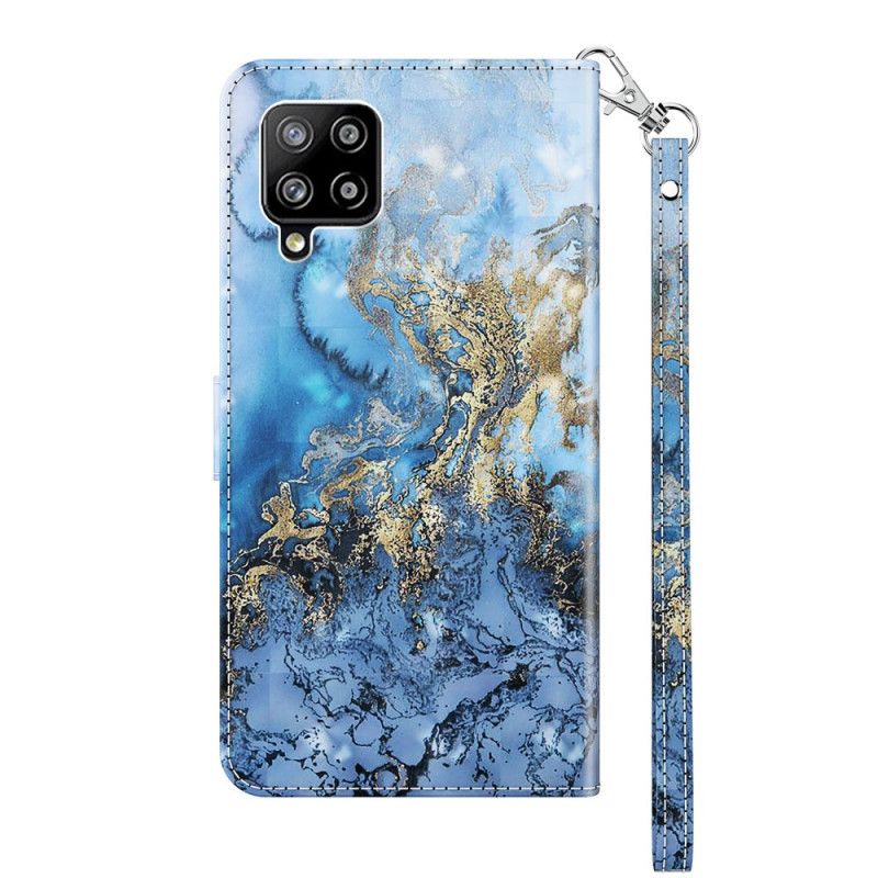 Läderfodral Samsung Galaxy A42 5G Mobilskal Designer Marmor Ljusfläck Med Rem
