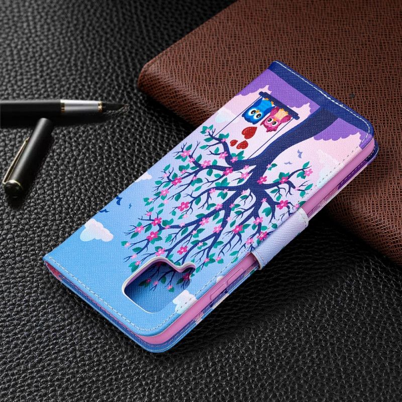 Läderskal Samsung Galaxy A42 5G Ugglor På Gungan