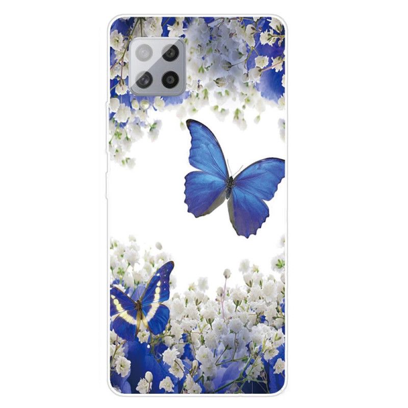 Skal Samsung Galaxy A42 5G Mörkblå Design Fjärilar