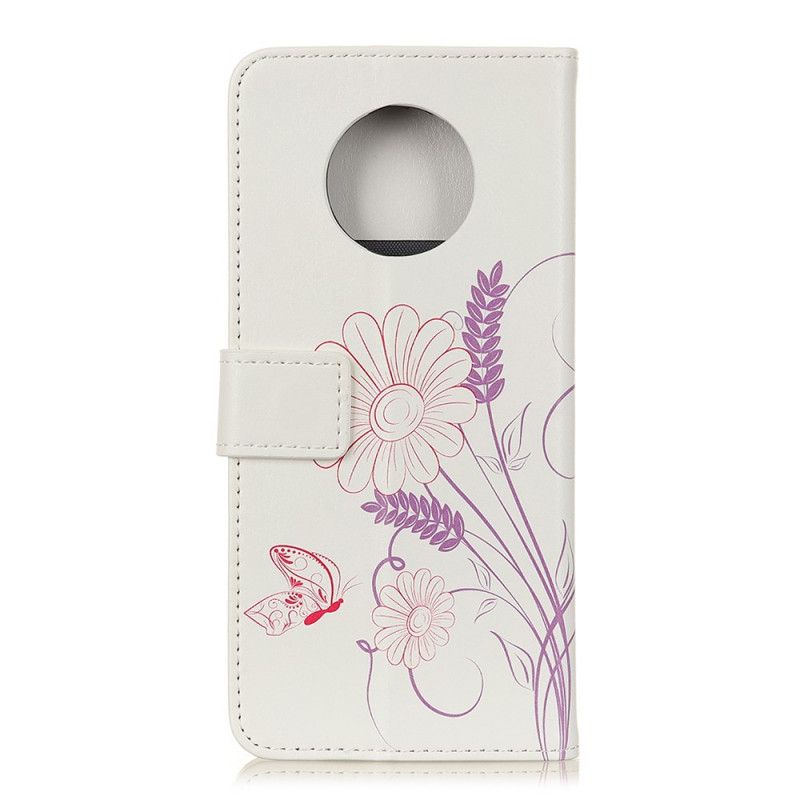 Läderfodral Huawei Mate 40 Pro Mobilskal Rita Fjärilar Och Blommor