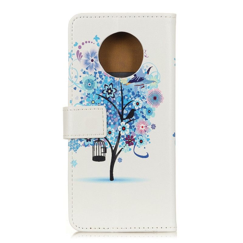 Läderfodral Huawei Mate 40 Pro Orange Mobilskal Blommande Träd