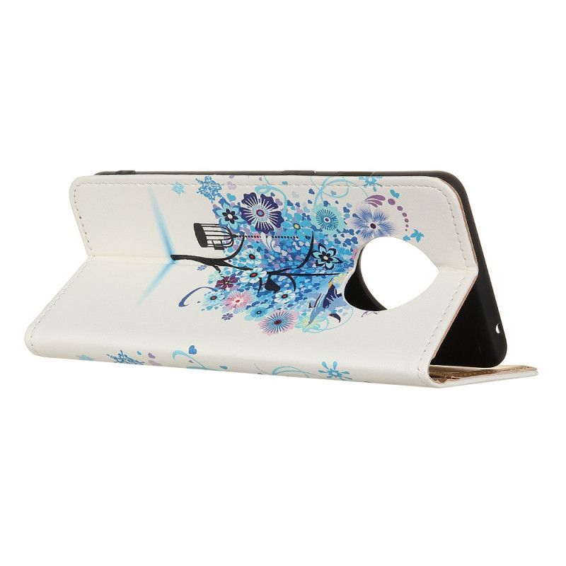 Läderfodral Huawei Mate 40 Pro Orange Mobilskal Blommande Träd