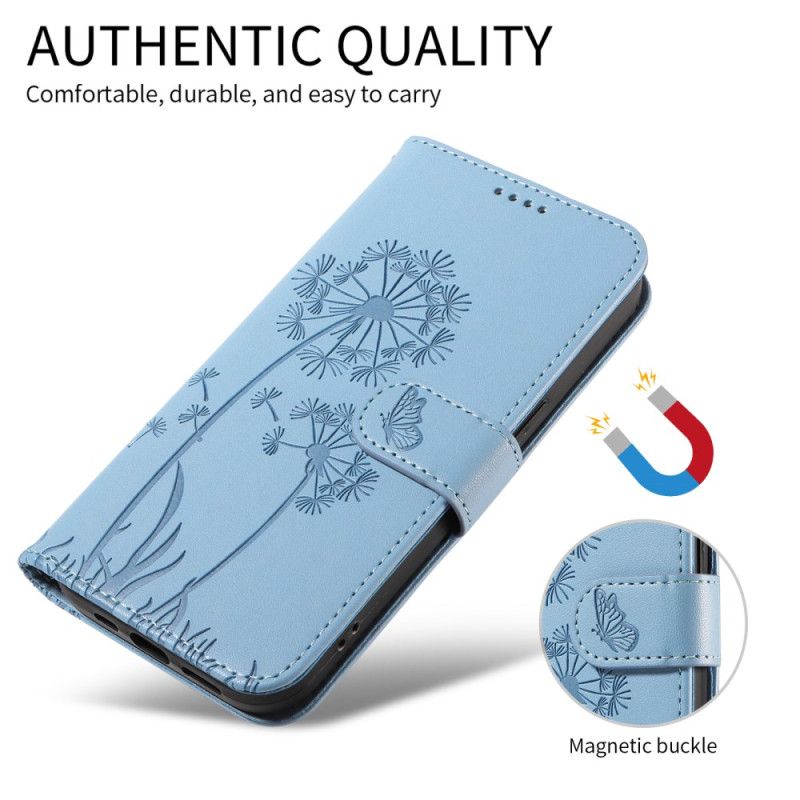 Läderskal Fodral Oppo Reno 14 5g Maskrosor Med Rem