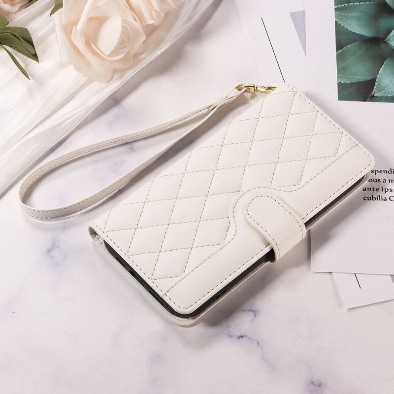 Läderskal Fodral Oppo Reno 14 5g Quiltad Med Rem Och Axelrem