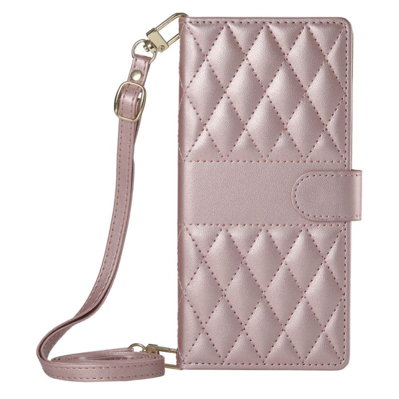 Läderskal Fodral Oppo Reno 14 5g Quiltad Stil Med Rem Och Axelrem