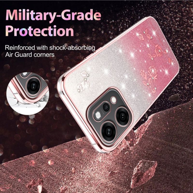 Skal För Oppo Reno 14 5g Blommor Och Strass