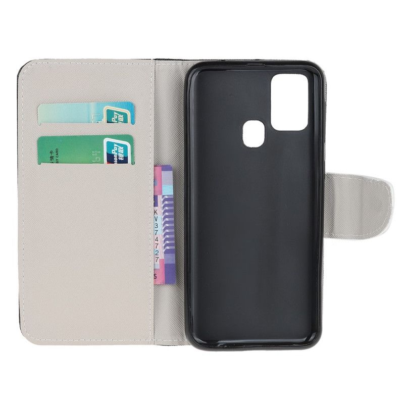 Läderfodral Samsung Galaxy A21s Mobilskal Retro Eiffeltornet