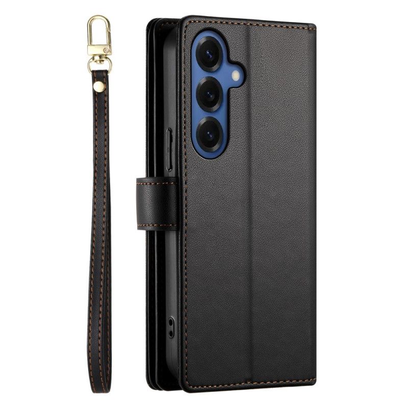 Läderskal Fodral Samsung Galaxy S26 Ficka Med Dragkedja Och Axelremmar