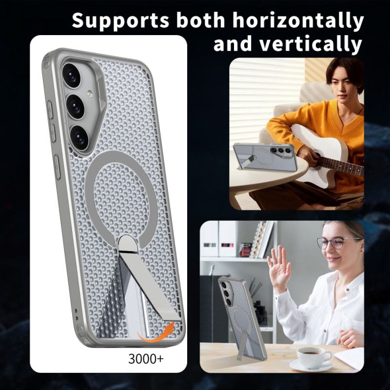 Skal Samsung Galaxy S26 Magnetisk Med Magnetiskt Stativ Och Stativ Med Rutmönster