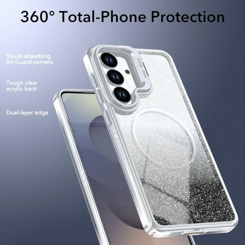 Skal Samsung Galaxy S26 Magnetisk Med Tonad Glitter Och Hopfällbart Stativ