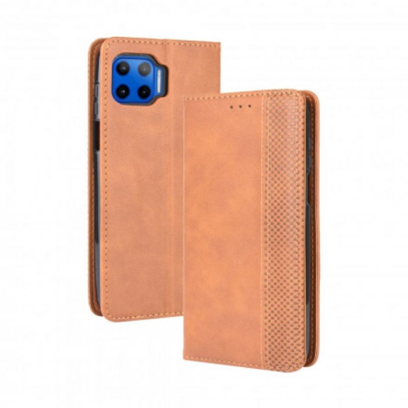Folio-fodral Moto G 5g Plus Telefonfodral Stiliserad Vintage Lädereffekt