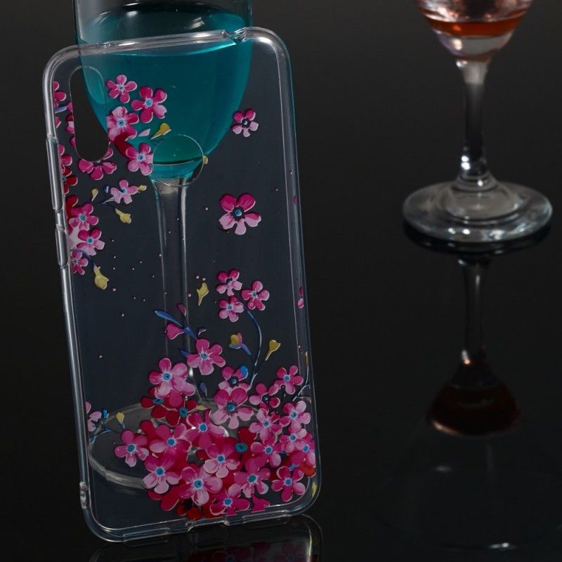 Skal för Huawei Y7 2019 Gula Och Magenta Blommor