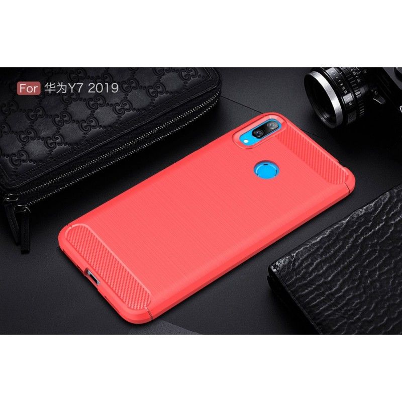 Skal Huawei Y7 2019 Svart Borstad Kolfiber