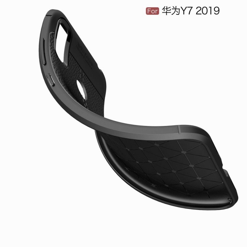 Skal Huawei Y7 2019 Svart Dubbelt Linjär Effekt I Läder