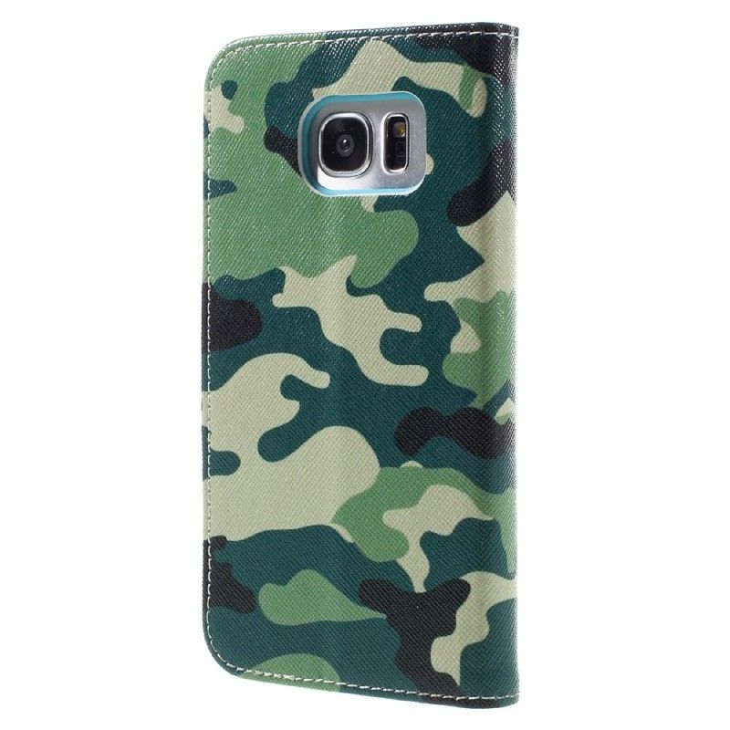 Läderfodral Samsung Galaxy S7 Edge Mobilskal Militär Kamouflage