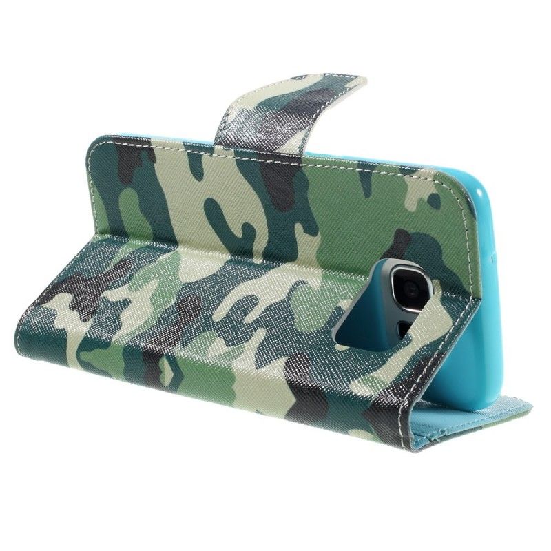Läderfodral Samsung Galaxy S7 Edge Mobilskal Militär Kamouflage