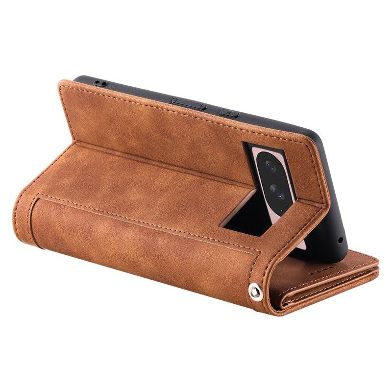 Läderfodral Google Pixel 10 / 10 Pro Telefonfodral Plånbok Med 9 Kortfack Och Rem