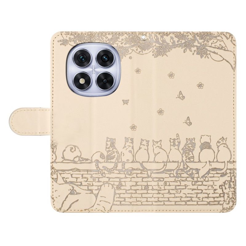 Fodral Xiaomi Redmi Note 14 Pro 5g Kattmönster Med Rem