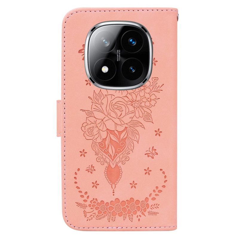 Läderfodral Xiaomi Redmi Note 14 Pro 5g Telefonfodral Rosa Mockaeffekt