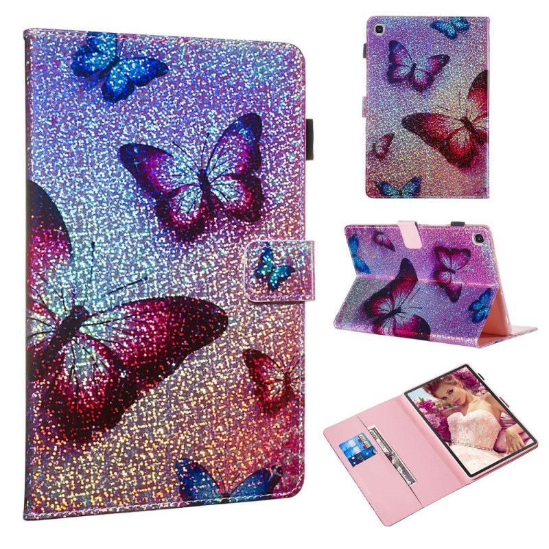 Fodral för Samsung Galaxy Tab S5e Glitterfjärilar