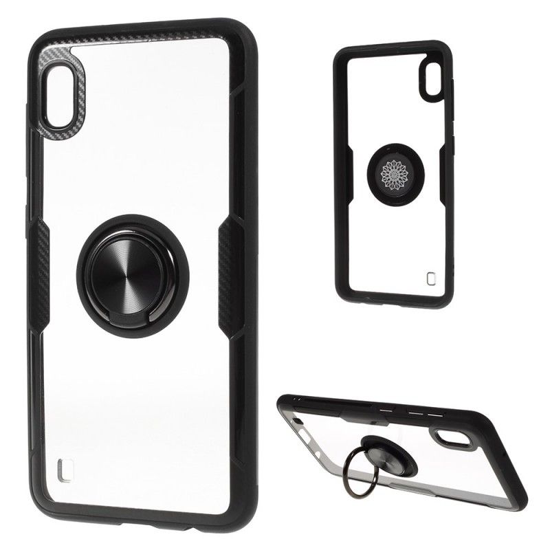 Skal Samsung Galaxy A10 Svart Transparent Med Stödring