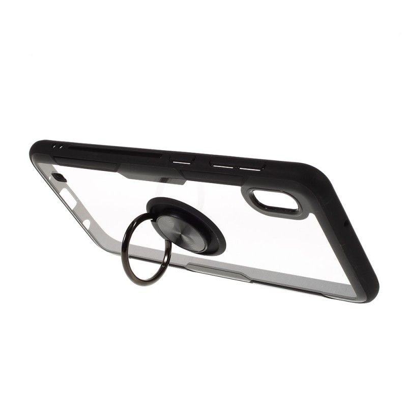 Skal Samsung Galaxy A10 Svart Transparent Med Stödring