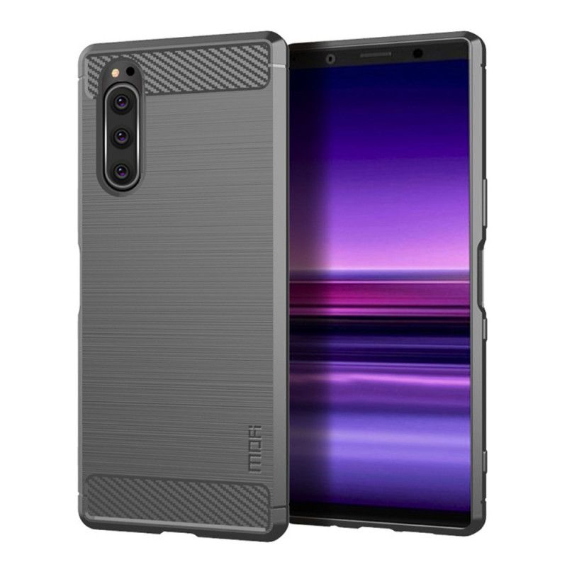 Skal för Sony Xperia 5 Svart Mofi Borstat Kolfiber