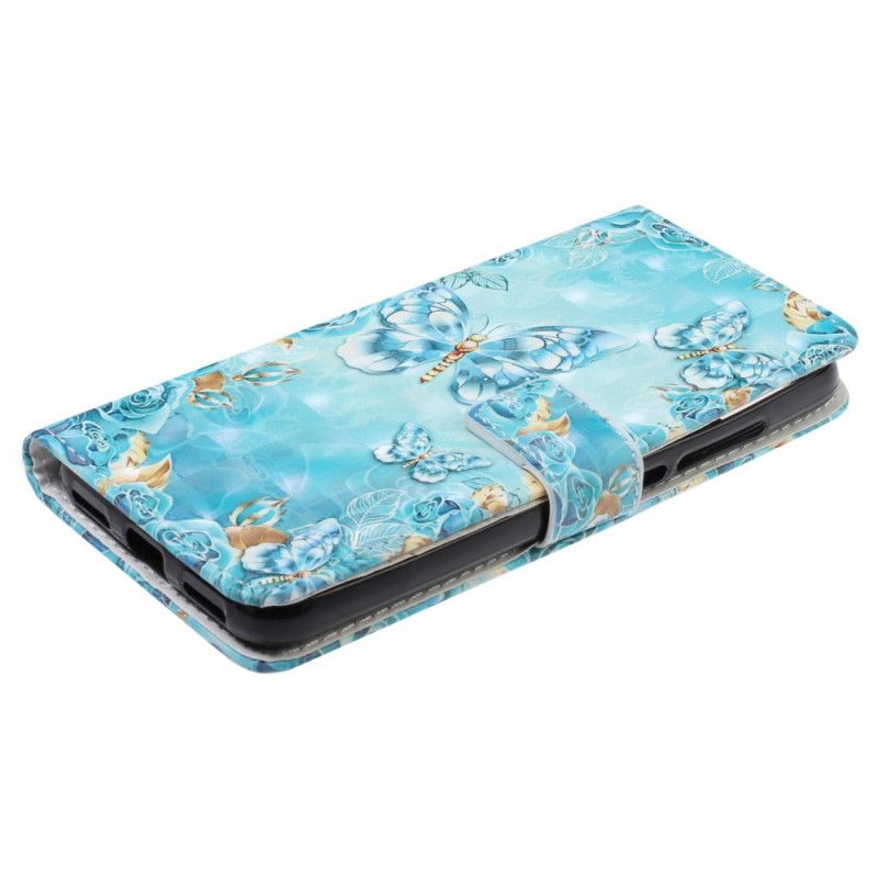 Fodral för Xiaomi Redmi 7A Fjärilar Och Blommor På Blå Bakgrund