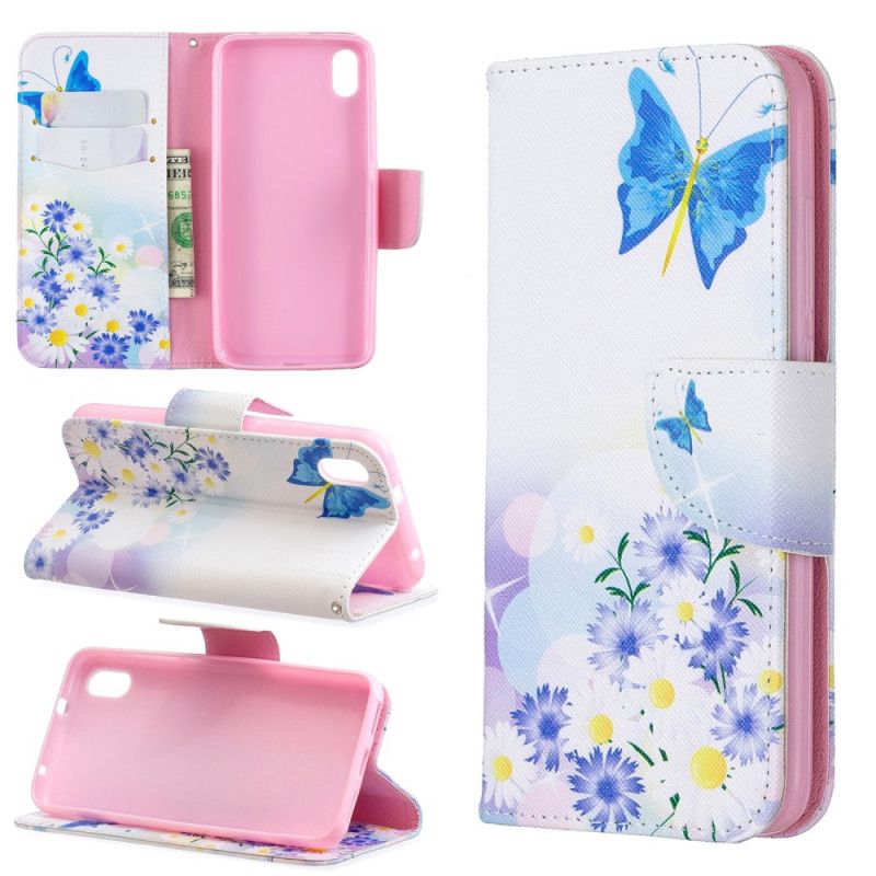 Fodral Xiaomi Redmi 7A Rosa Målade Fjärilar Och Blommor