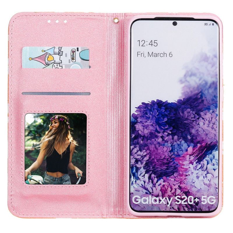 Folio-fodral för Samsung Galaxy S20 Plus / S20 Plus 5G Rosa Prästkragar