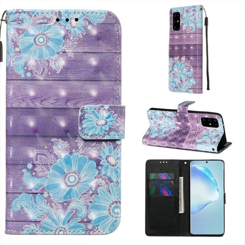 Läderfodral Samsung Galaxy S20 Plus / S20 Plus 5G Mobilskal Blå Blommor