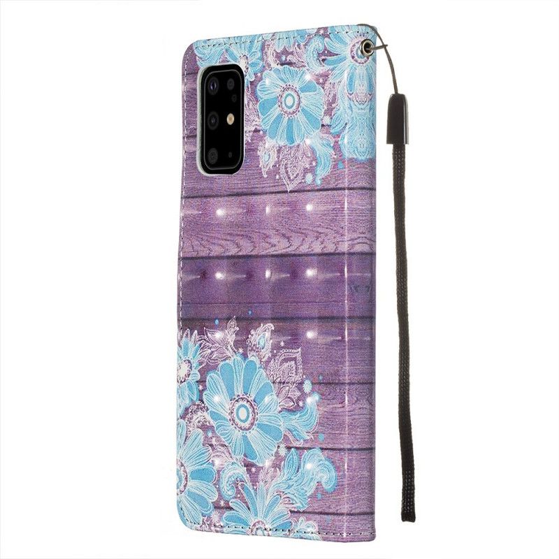 Läderfodral Samsung Galaxy S20 Plus / S20 Plus 5G Mobilskal Blå Blommor
