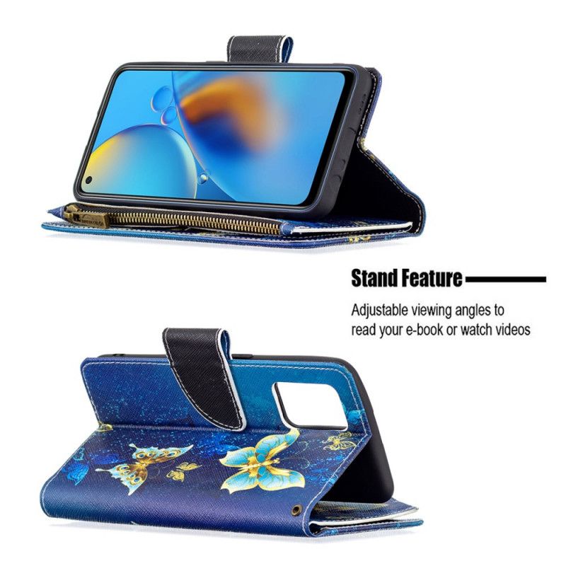 Fodral Oppo A74 4g Fjärilsficka Med Dragkedja