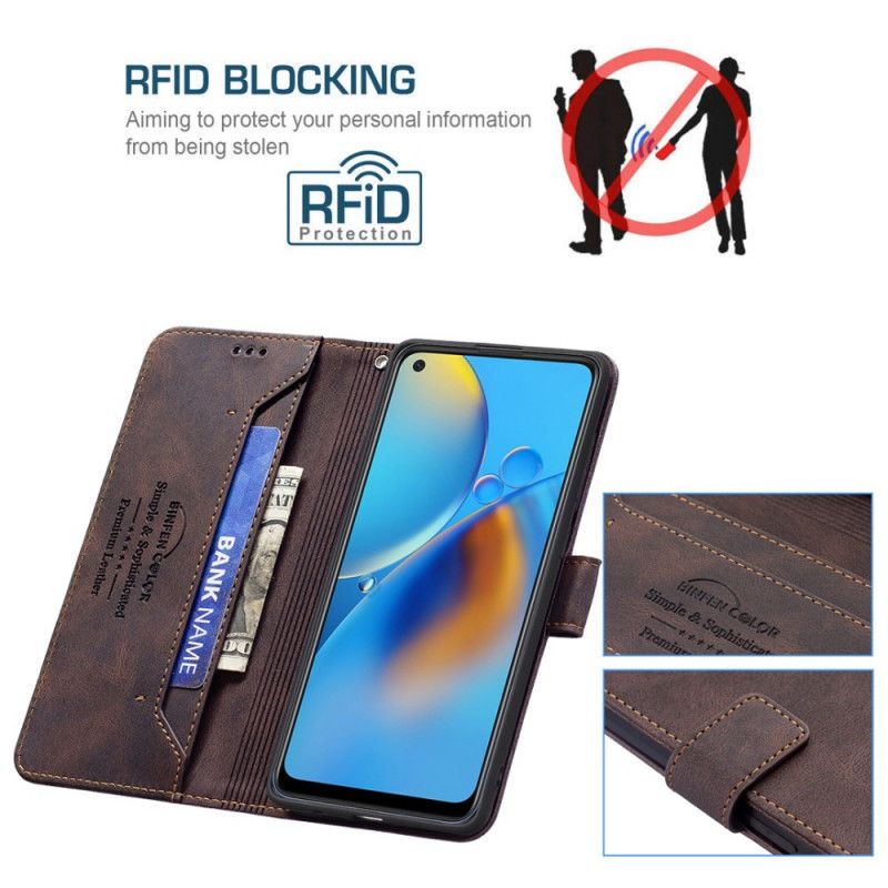 Läderfodral Oppo A74 4g Telefonfodral Rfid Binfen Färg