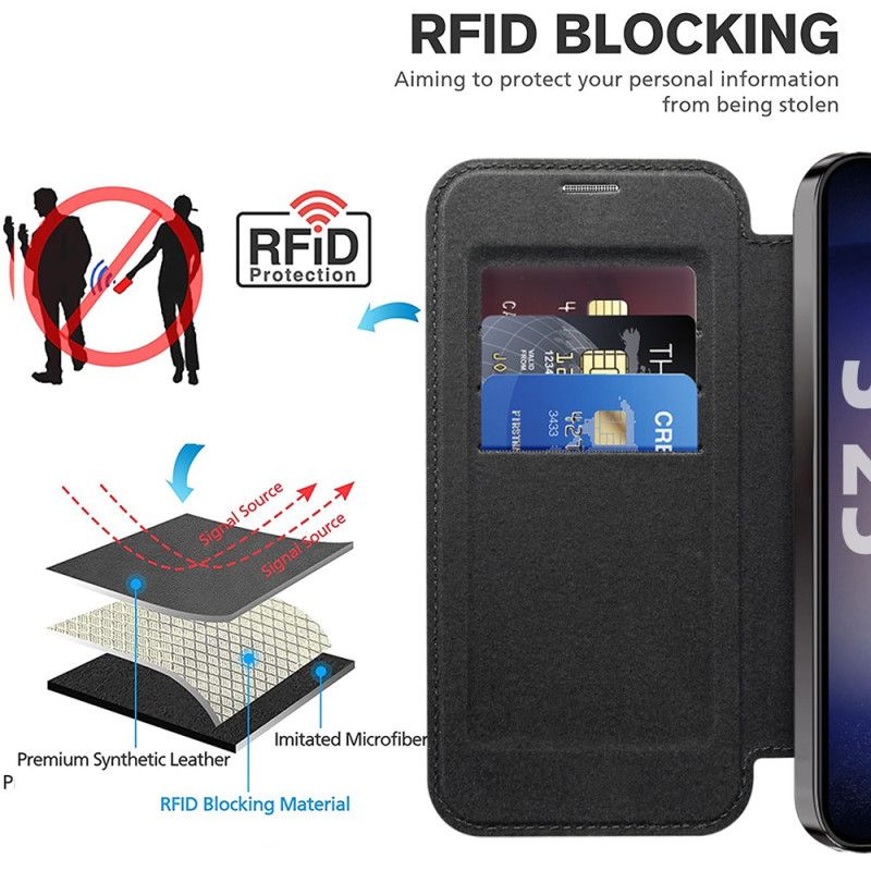 Folio-fodral Samsung Galaxy S25 5g Lädereffekt Kompatibel Med Magsafe Och Rfid-blockering