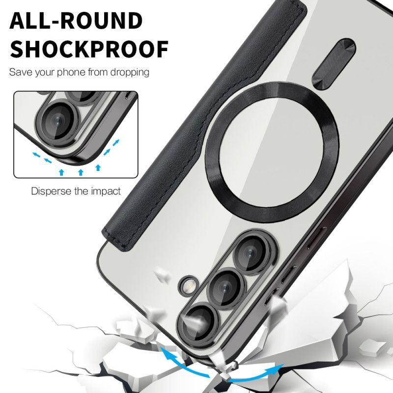 Folio-fodral Samsung Galaxy S25 5g Lädereffekt Kompatibel Med Magsafe Och Rfid-blockering