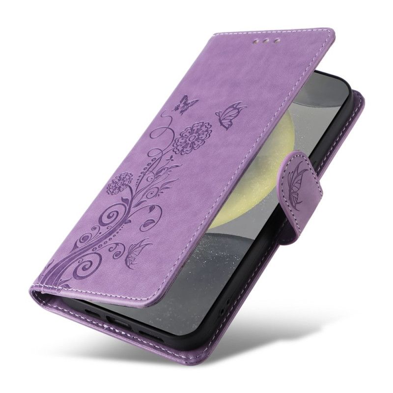 Läderfodral Samsung Galaxy S25 5g Telefonfodral Små Blommor