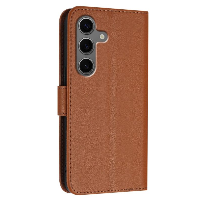 Läderfodral Samsung Galaxy S25 5g Telefonfodral Snodd Med Triangulärt Mönster