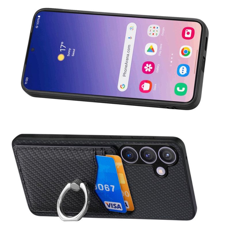 Skal Samsung Galaxy S25 5g Korthållare Och Ringställ I Kolfiber
