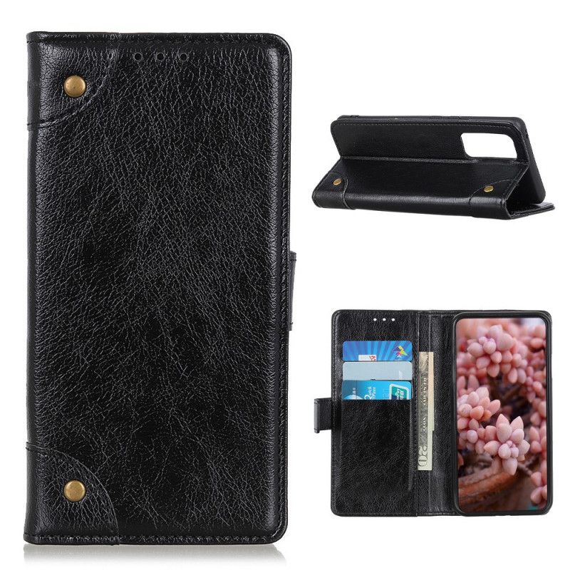 Fodral för Xiaomi Mi 10T / 10T Pro Svart Vintage Nitar Nappaskinn Stil