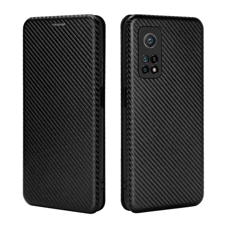 Folio-fodral för Xiaomi Mi 10T / 10T Pro Svart Kolfiber Med Stödring