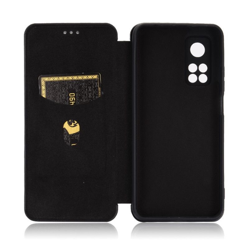 Folio-fodral för Xiaomi Mi 10T / 10T Pro Svart Kolfiber Med Stödring