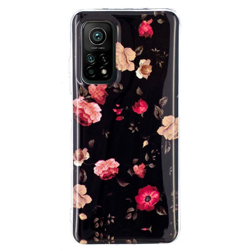 Skal för Xiaomi Mi 10T / 10T Pro Svart Fluorescerande Blommaserie