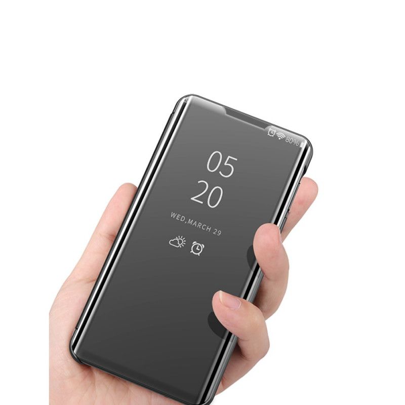Visa Omslag Xiaomi Mi 10T / 10T Pro Svart Spegel Och Konstläder