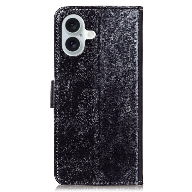 Läderskal Fodral iPhone 16 Plus Glänsande Konstläder