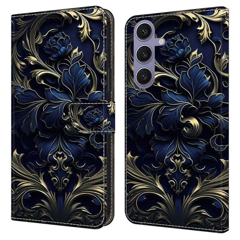 Fodral För Samsung Galaxy S25 Plus 5g Metallisk Blå Blomma