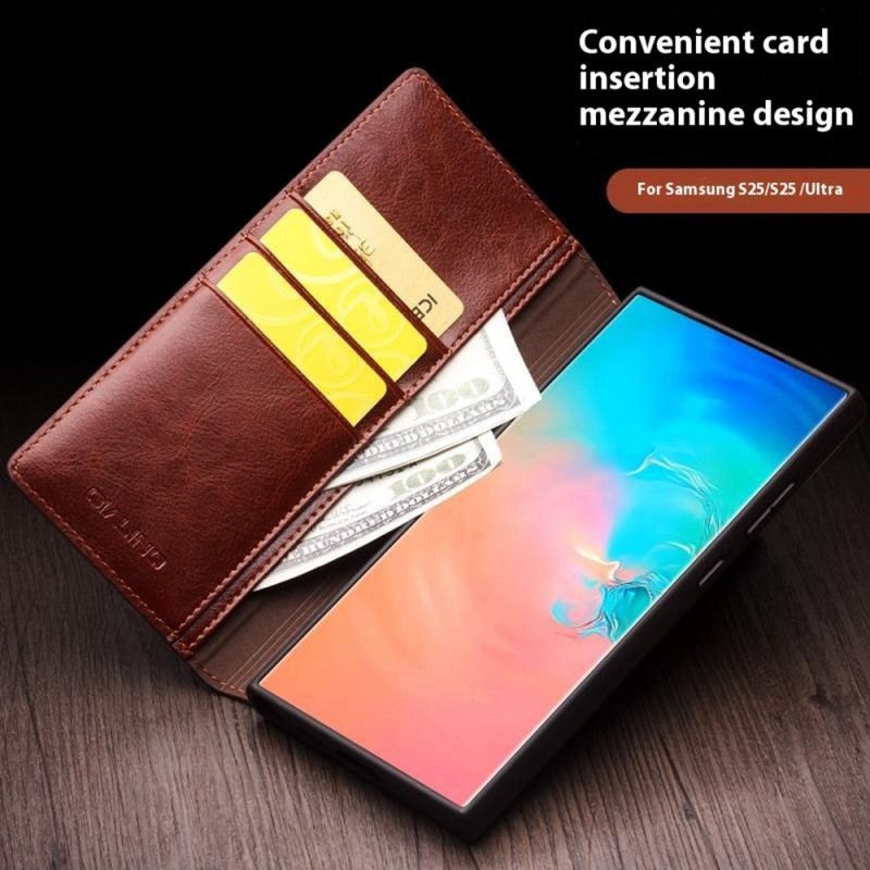 Folio-fodral Samsung Galaxy S25 Plus 5g Äkta Läder