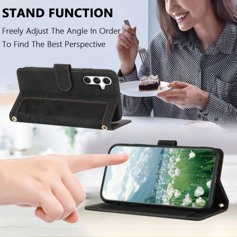 Läderfodral Samsung Galaxy S25 Plus 5g Telefonfodral Blommig Mockaeffekt