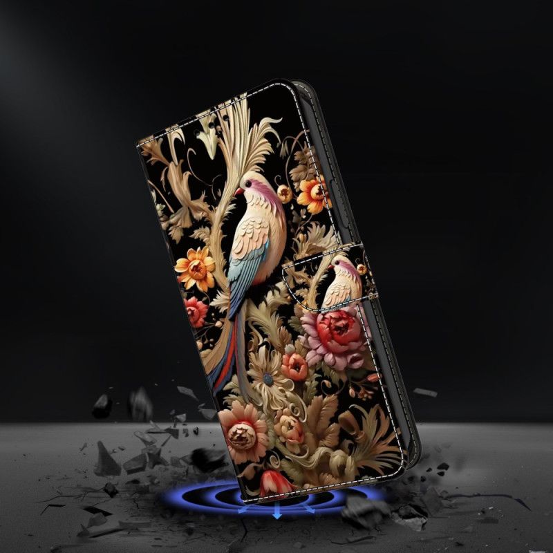 Läderfodral Samsung Galaxy S25 Plus 5g Telefonfodral Blommor Och Fåglar